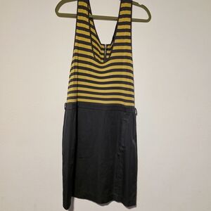 BCBGMaxAzria Yellow and Gray Striped Dress